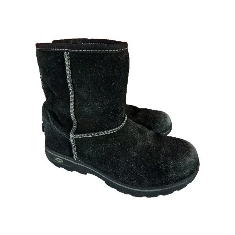 Ugg Boots Black Lynden Snow Bootie Waterproof Pull On Youth 2 1005566K